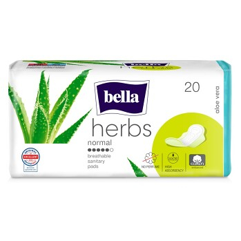 BELLA HERBS Aloe Vera Hygienické vložky s křidélky 20 kusů (Menstruační vložky)