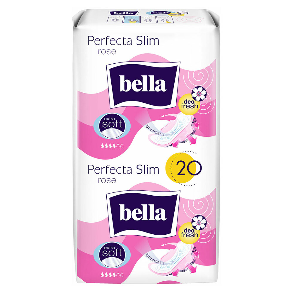 Levně BELLA Perfecta Slim Rose Hygienické parfemované vložky s křidélky 20 ks