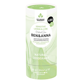 BEN & ANNA Lemon & LimeTuhý deodorant Sensitive 40 g (Přírodní deodoranty a antiperspiranty)