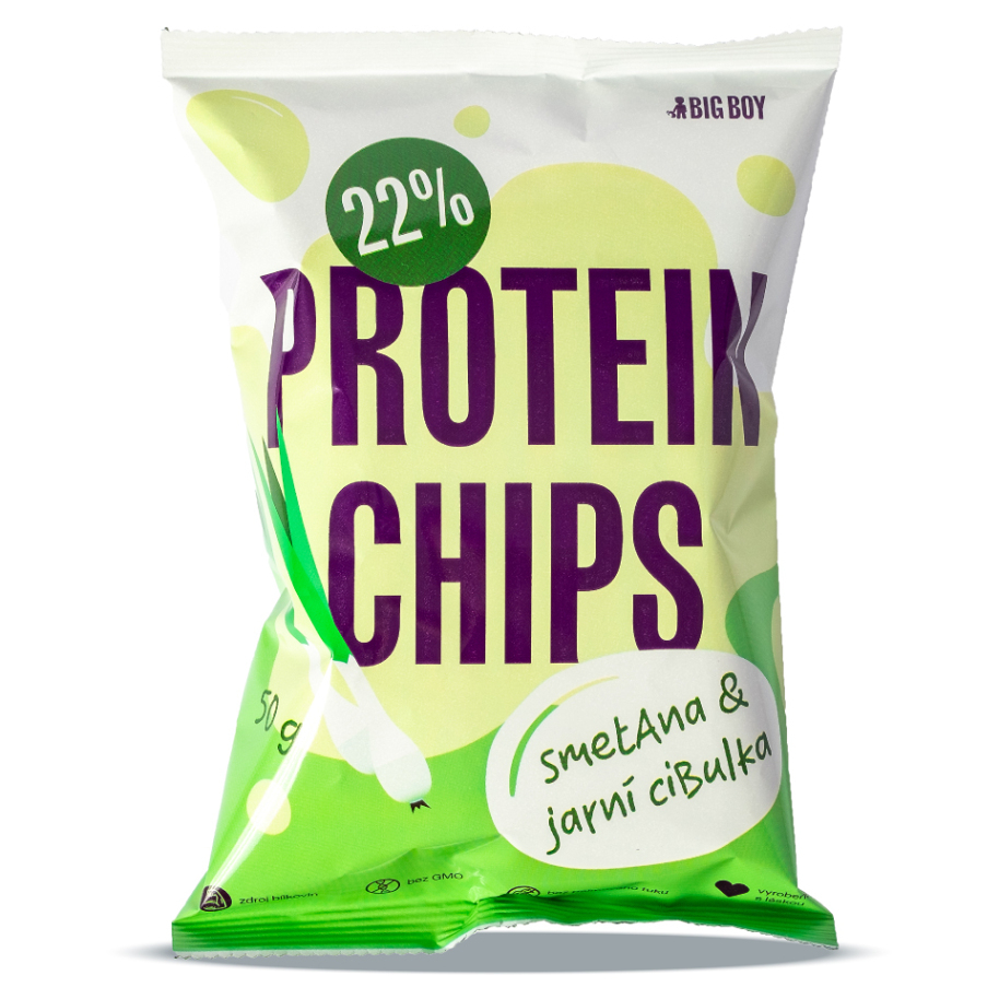 E-shop BIG BOY Proteinové chipsy s příchutí jarní cibulky a smetany 50 g