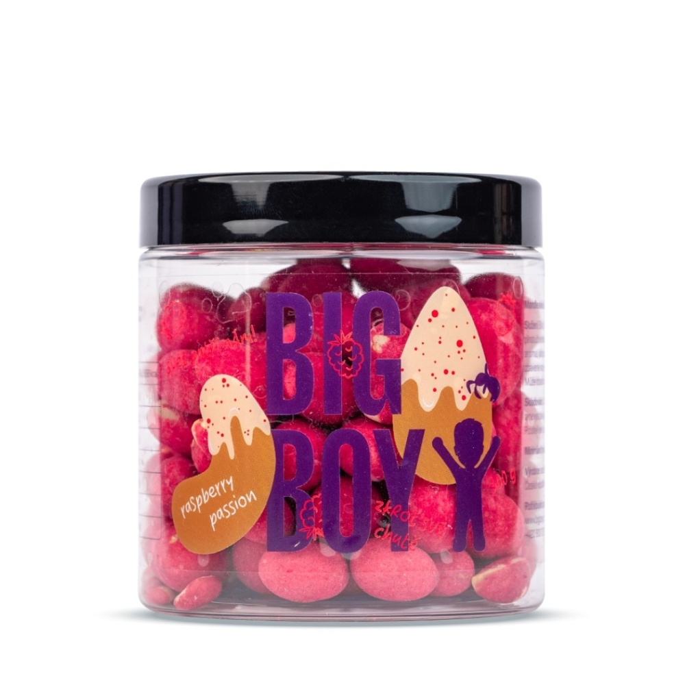 E-shop BIG BOY Raspberry passion mandle a kešu v bílé čokoládě s malinovým prachem 300 g