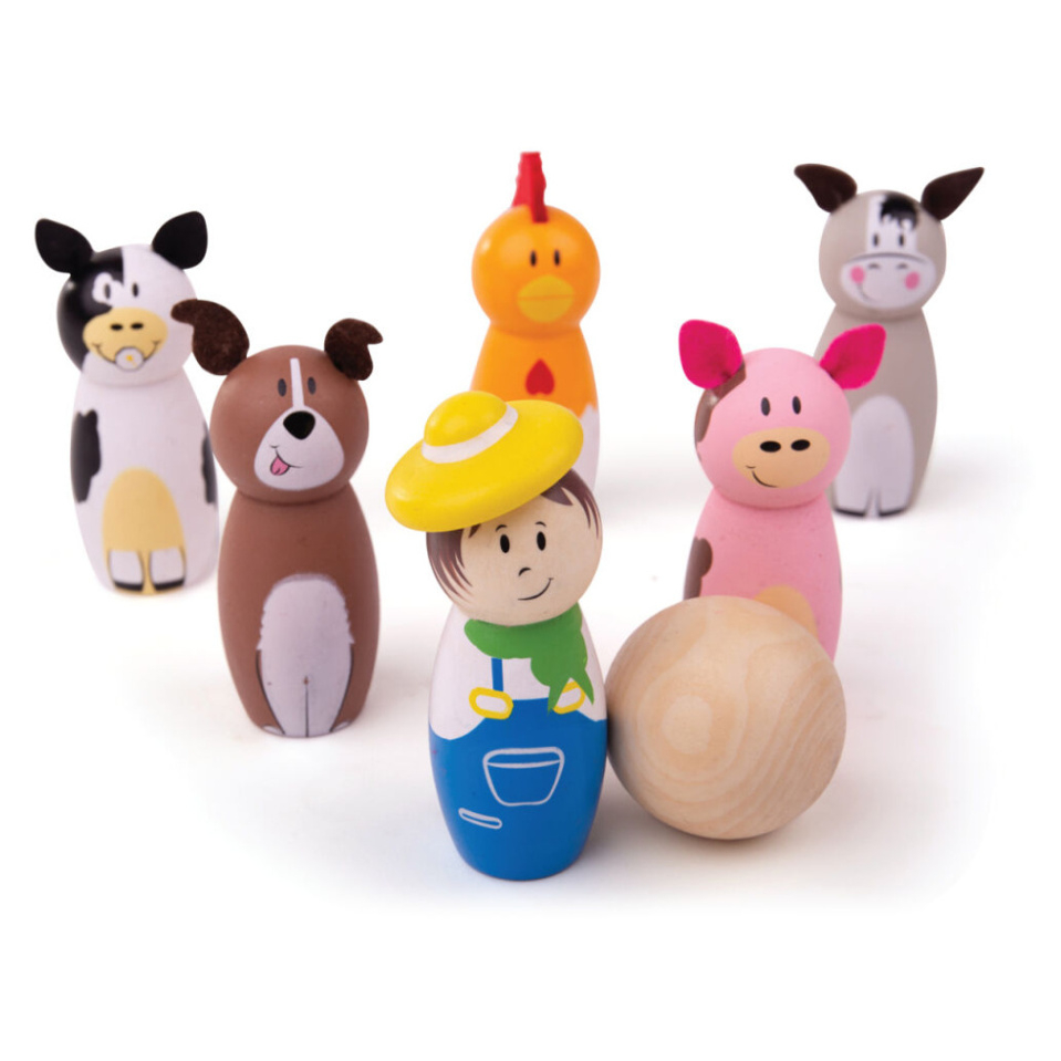 E-shop BIGJIGS Toys dřevěné kuželky farma