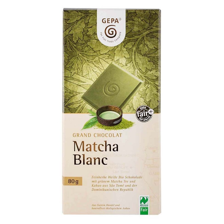 E-shop GEPA Bílá čokoláda s čajem matcha BIO 80 g