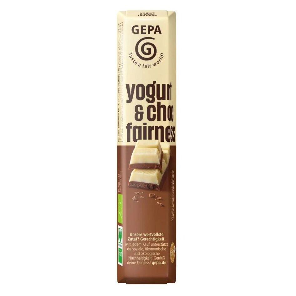 E-shop GEPA Čokoládová tyčinka z mléčné a bílé jogurtové čokolády BIO 45 g