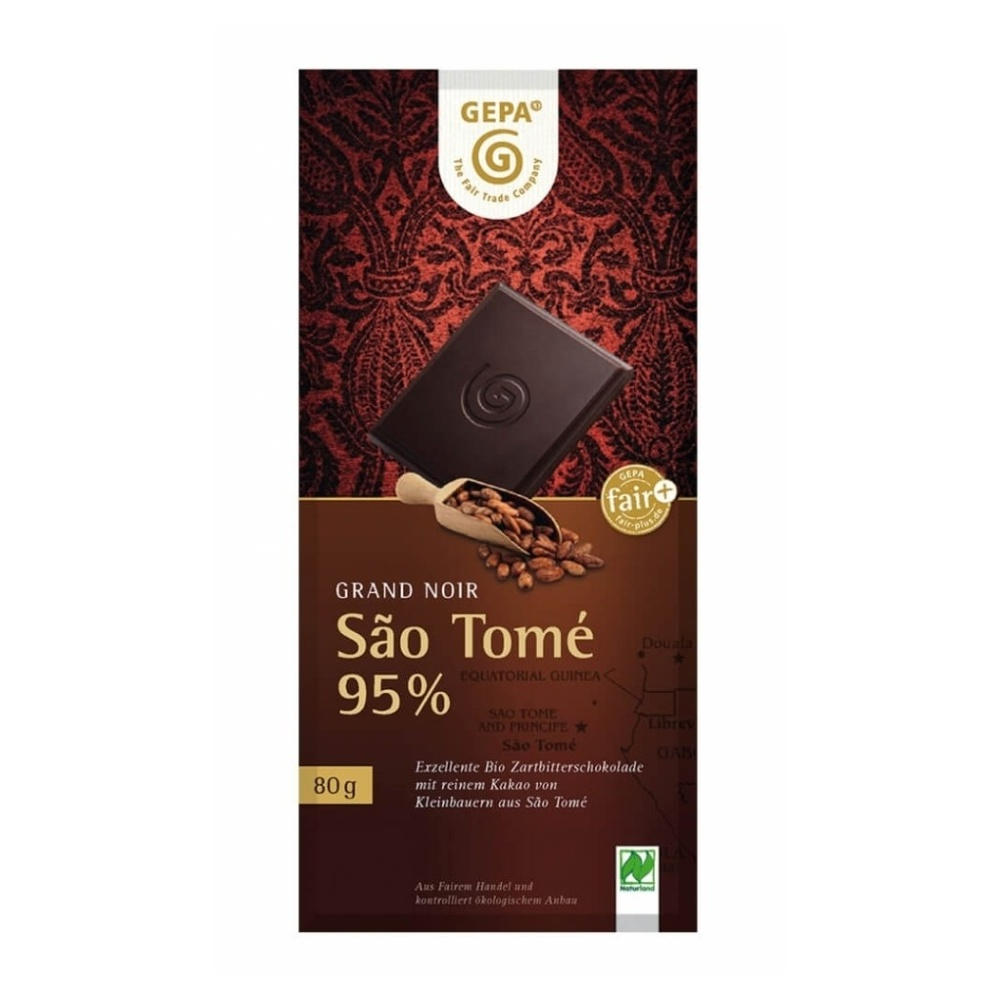 Levně GEPA Hořká čokoláda s 95 % kakaa Sao Tomé BIO 80 g