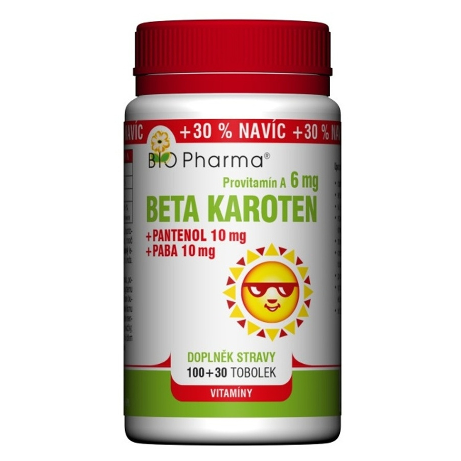 E-shop BIO PHARMA Betakaroten 6 mg + Pantenol + PABA 100+30 tobolek
