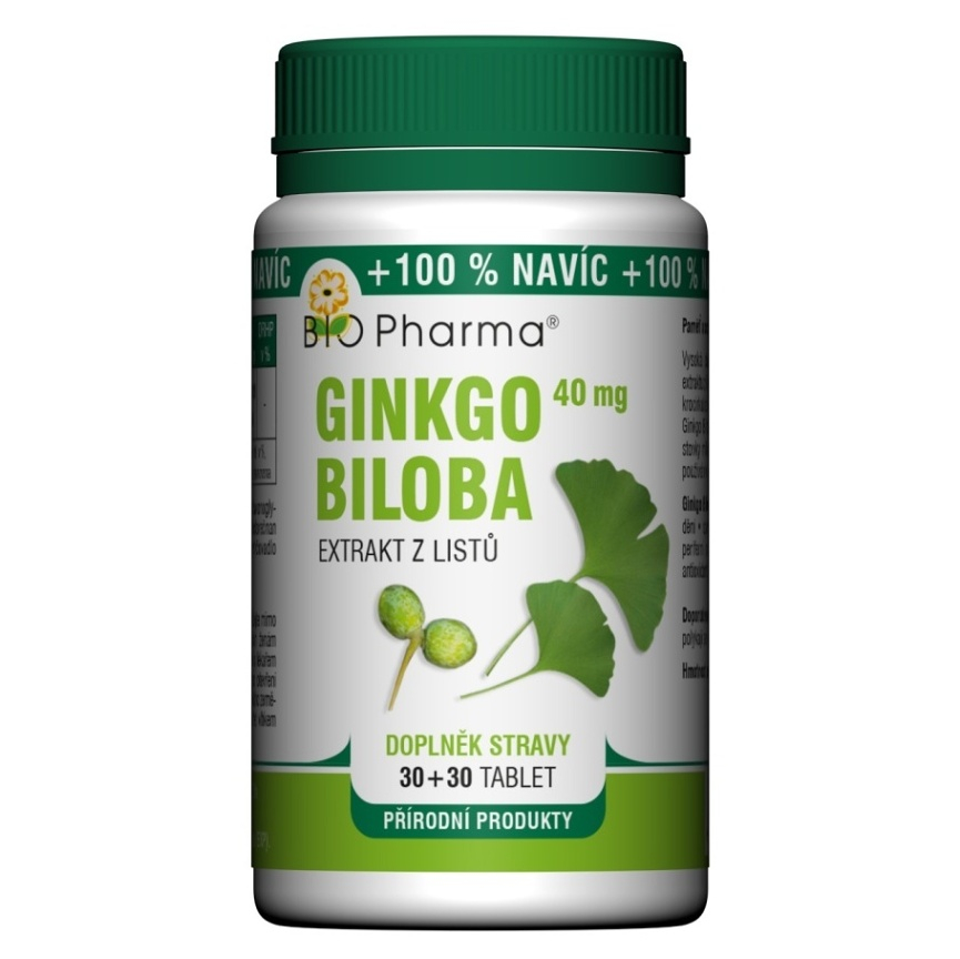 Levně BIO PHARMA Ginkgo Biloba extrakt 40 mg 30+30 tablet