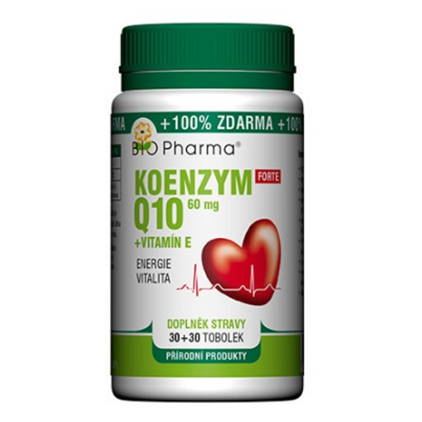 E-shop BIO PHARMA Koenzym Q10 forte 60 mg + vitamín E 30+30 tobolek