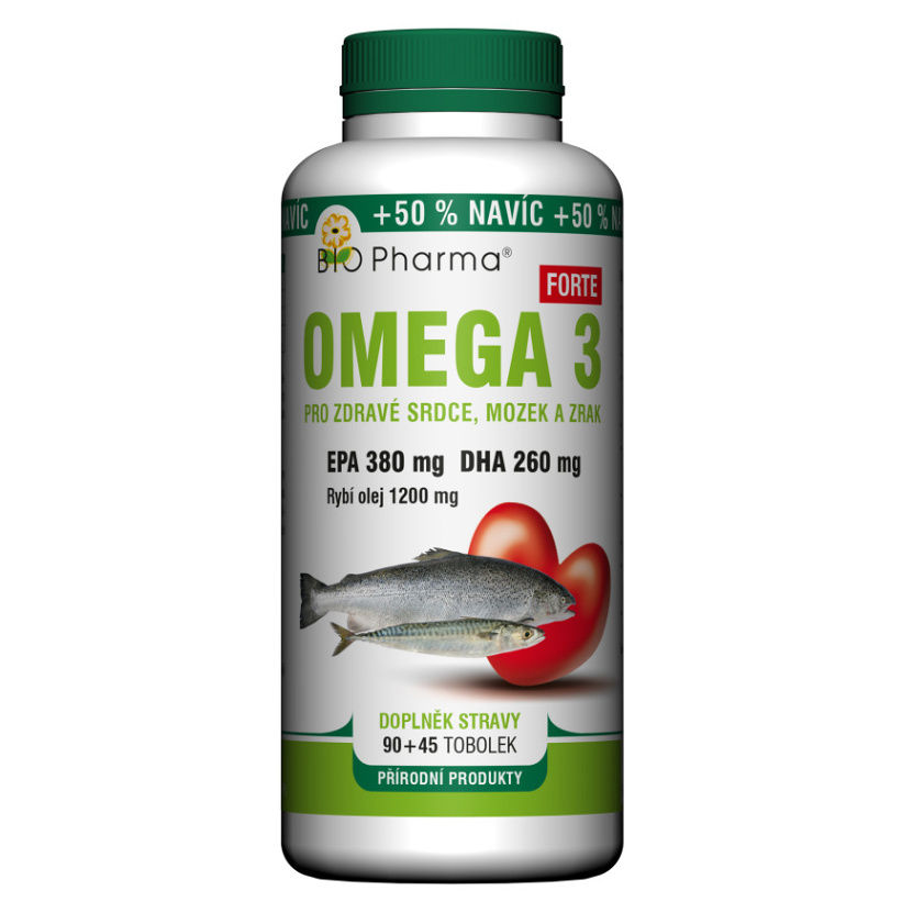 E-shop BIO PHARMA Omega 3 Forte 1200 mg + EPA + DHA 90+45 tobolek