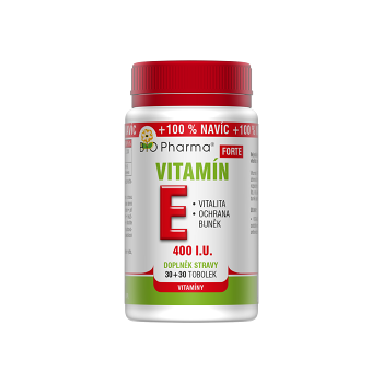 BIO PHARMA Vitamín E Forte 400 I.U.30+30 tobolek (Vitamín E) - Jednosložkové