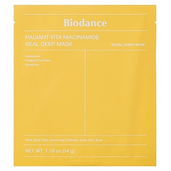BIODANCE Radiant Vita Niacinamide Rozjasňující pleťová maska 34 g (Korejské pleťové masky)
