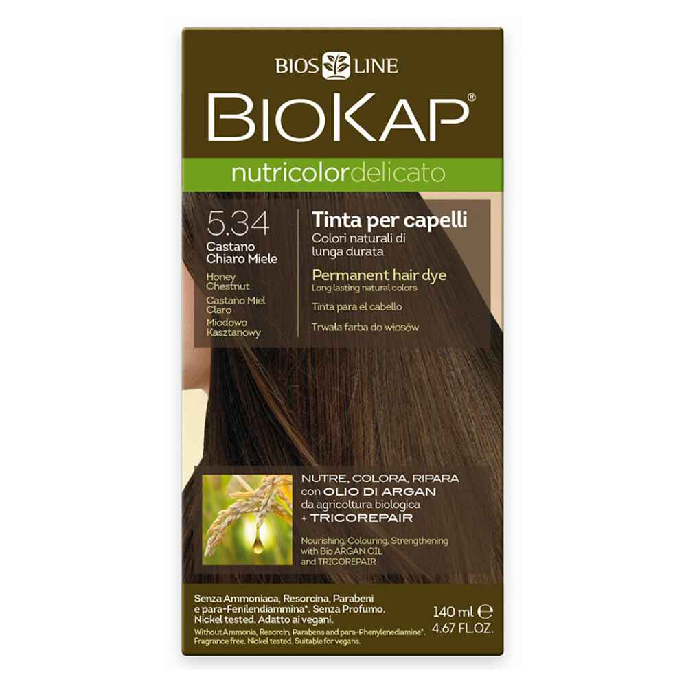 E-shop BIOKAP Barva na vlasy 5.34 Medová kaštanová 140 ml, poškozený obal