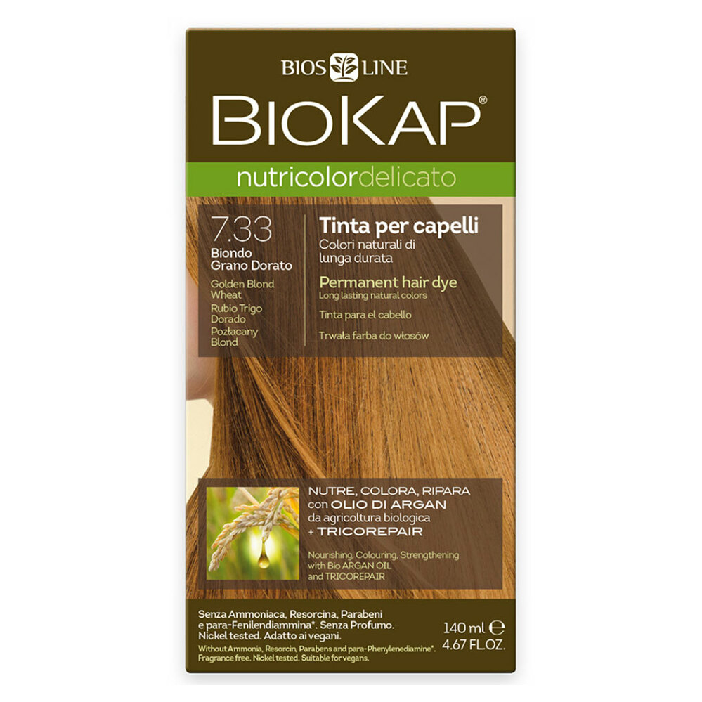 Levně BIOKAP Barva na vlasy 7.33 Blond zlatá pšenice 140 ml