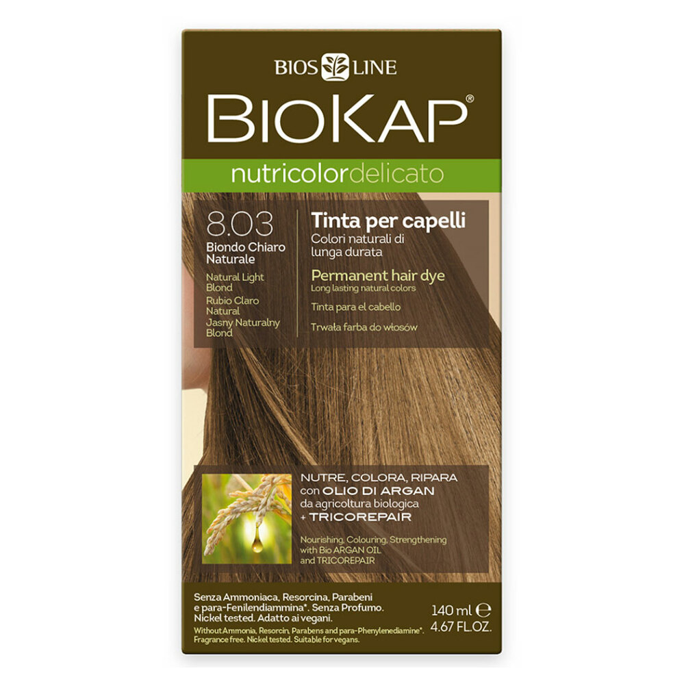 Levně BIOKAP Barva na vlasy 8.03 Blond přírodní světlá 140 ml