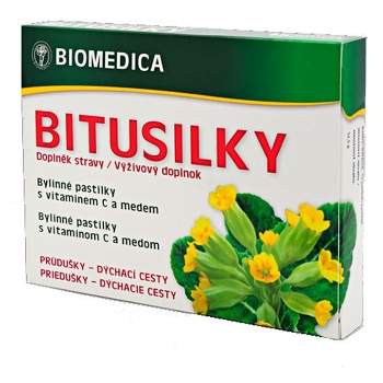 BIOMEDICA Bitusilky 15 bylinných pastilek s medem a vitaminem C