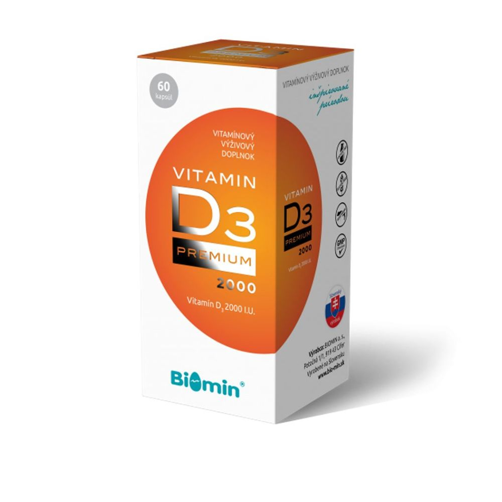 Levně BIOMIN Vitamin D3 Premium+ 2000 I.U. 60 tobolek