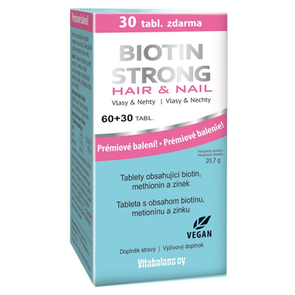 VITABALANS Biotin strong hair & nail 60 tablet + 30 tablet ZDARMA