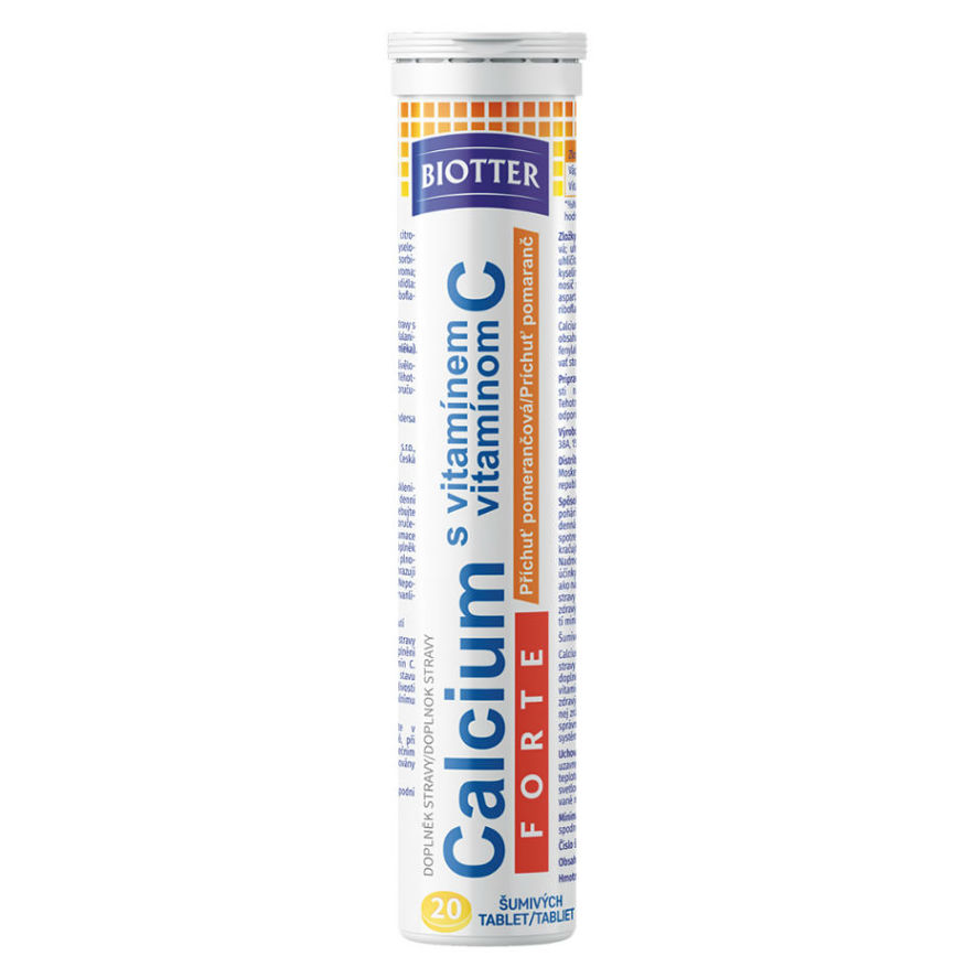 Levně BIOTTER Calcium FORTE s vitamínem C pomeranč tablety 20 ks