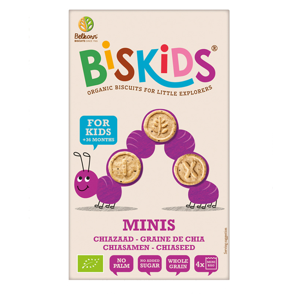 E-shop BELKORN BISkids BIO dětské celozrnné mini chia sušenky bez přidaného cukru 120 g