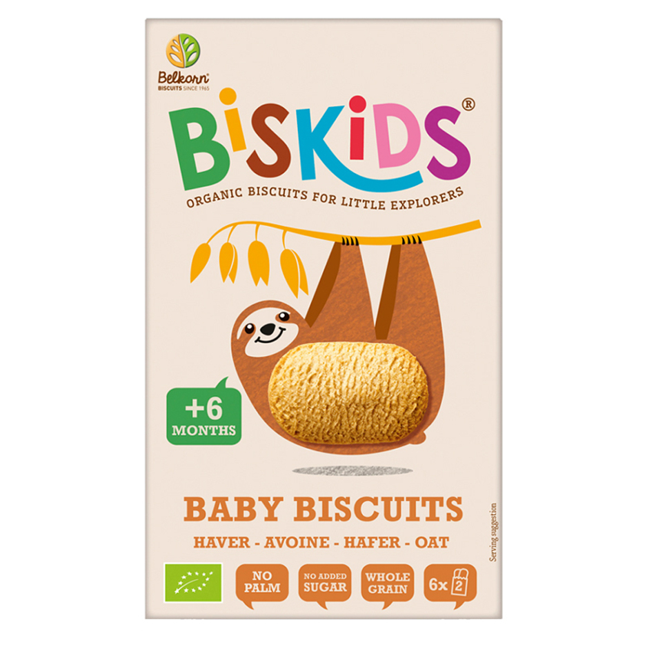 E-shop BELKORN BISkids BIO dětské celozrnné ovesné sušenky bez přidaného cukru 6M+ 120 g