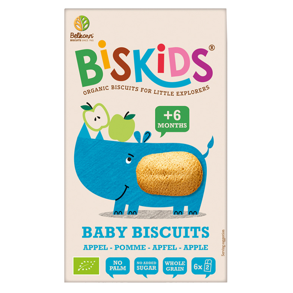 E-shop BELKORN BISkids BIO měkké dětské sušenky s jablečnou šťávou bez přidaného cukru 6M+ 120 g