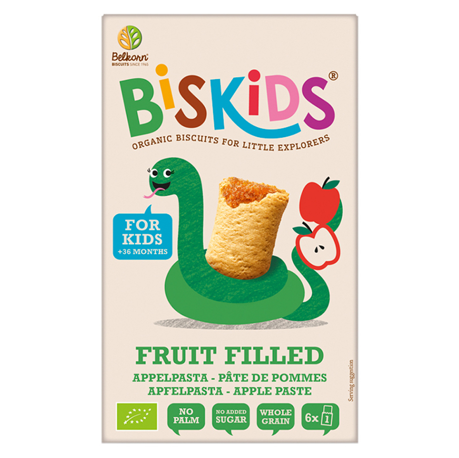 E-shop BELKORN BISkids BIO měkké dětské sušenky s jablečným pyré bez přidaného cukru 35% ovoce 150 g