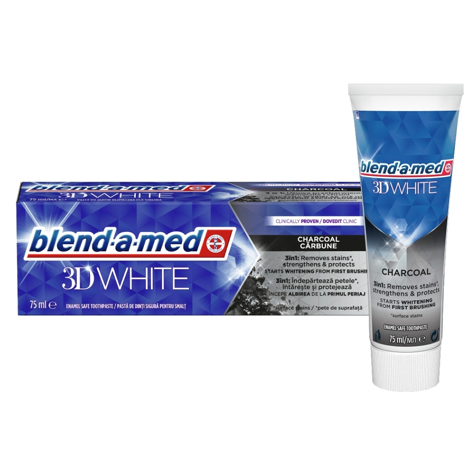 Levně BLEND-A-MED Zubní pasta 3D White Charcoal 75 ml