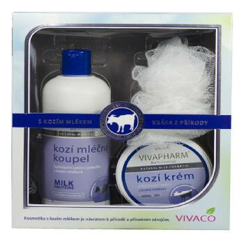 VIVACO Body Tip Kozí koupel  400 ml + krém 250 ml + mycí houbička Dárkové balení