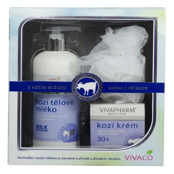 VIVACO Body Tip Kozí Tělové mléko 400ml + krém 50ml + mycí houbička Dárkové balení