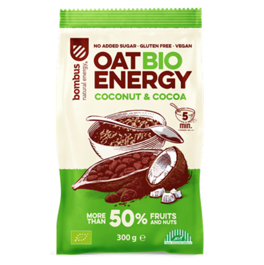 Levně BOMBUS Oat energy coconut & cocoa ovesná kaše 300 g BIO