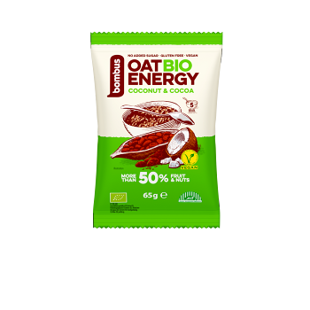 BOMBUS Oat energy coconut & cocoa ovesná kaše 65 g BIO (Ovesné kaše) - Sladké, Nízkosacharidové (Low Carb), BIO