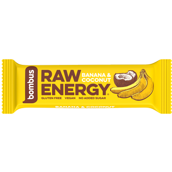 BOMBUS Raw energetická tyčinka banán a kokos 50 g (Tyčinky)