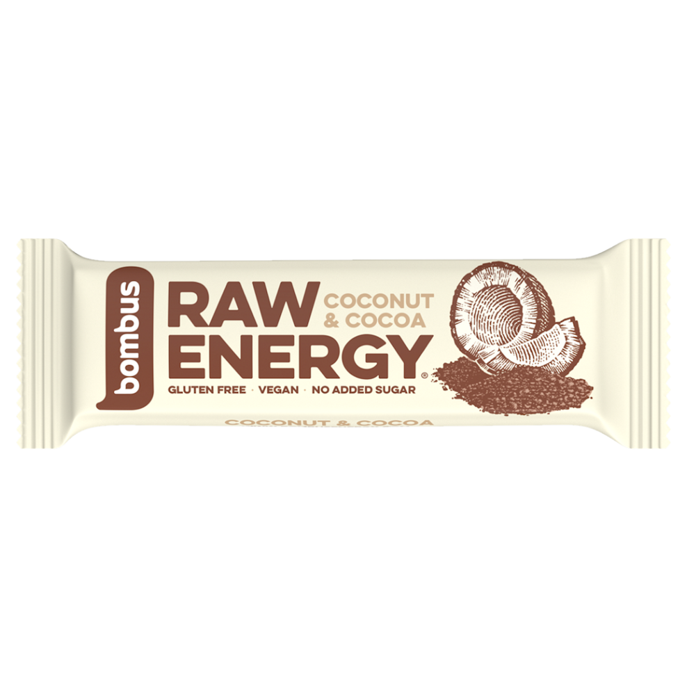 BOMBUS Raw energetická tyčinka kakao a kokos 50 g