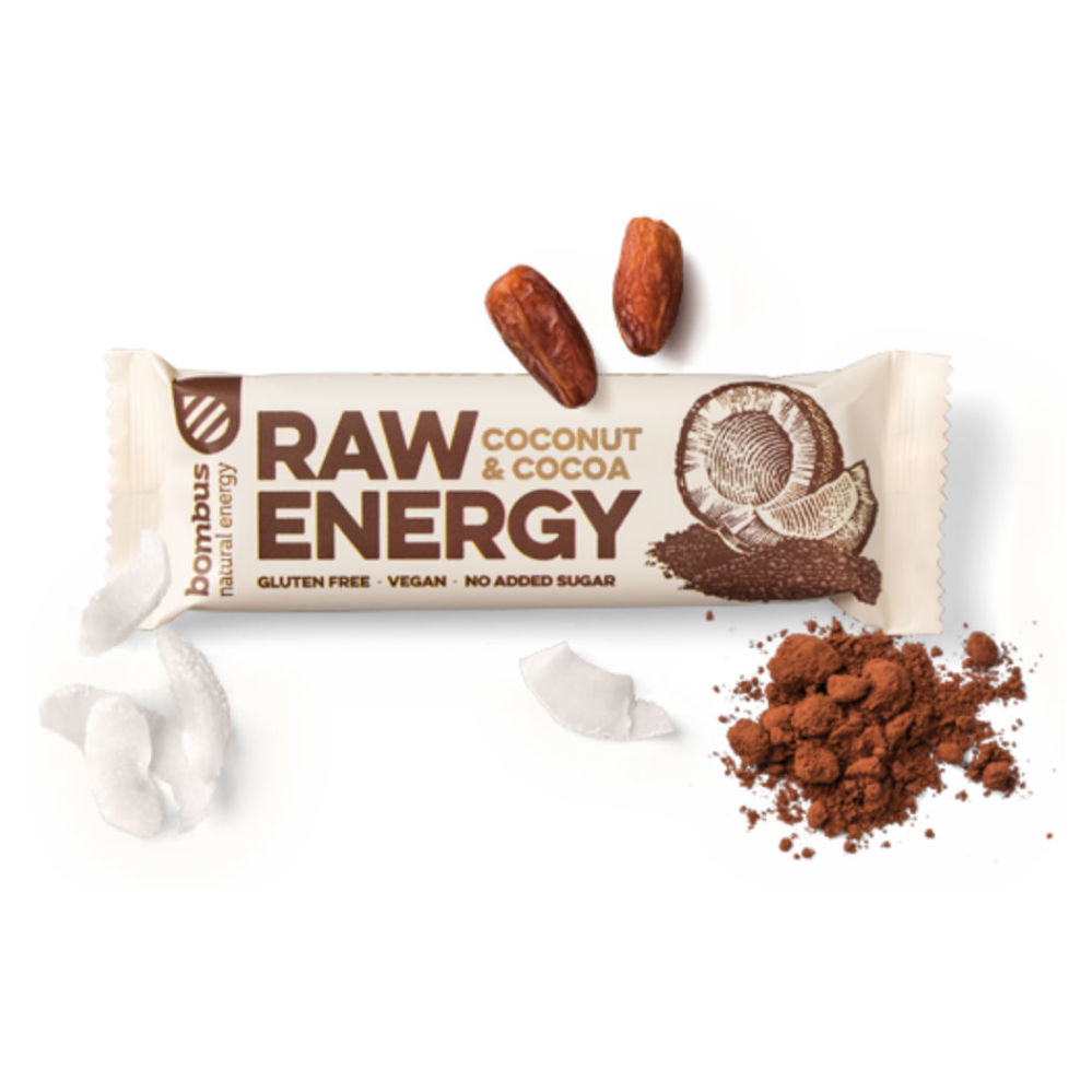 E-shop BOMBUS Raw energetická tyčinka kakao a kokos 50 g