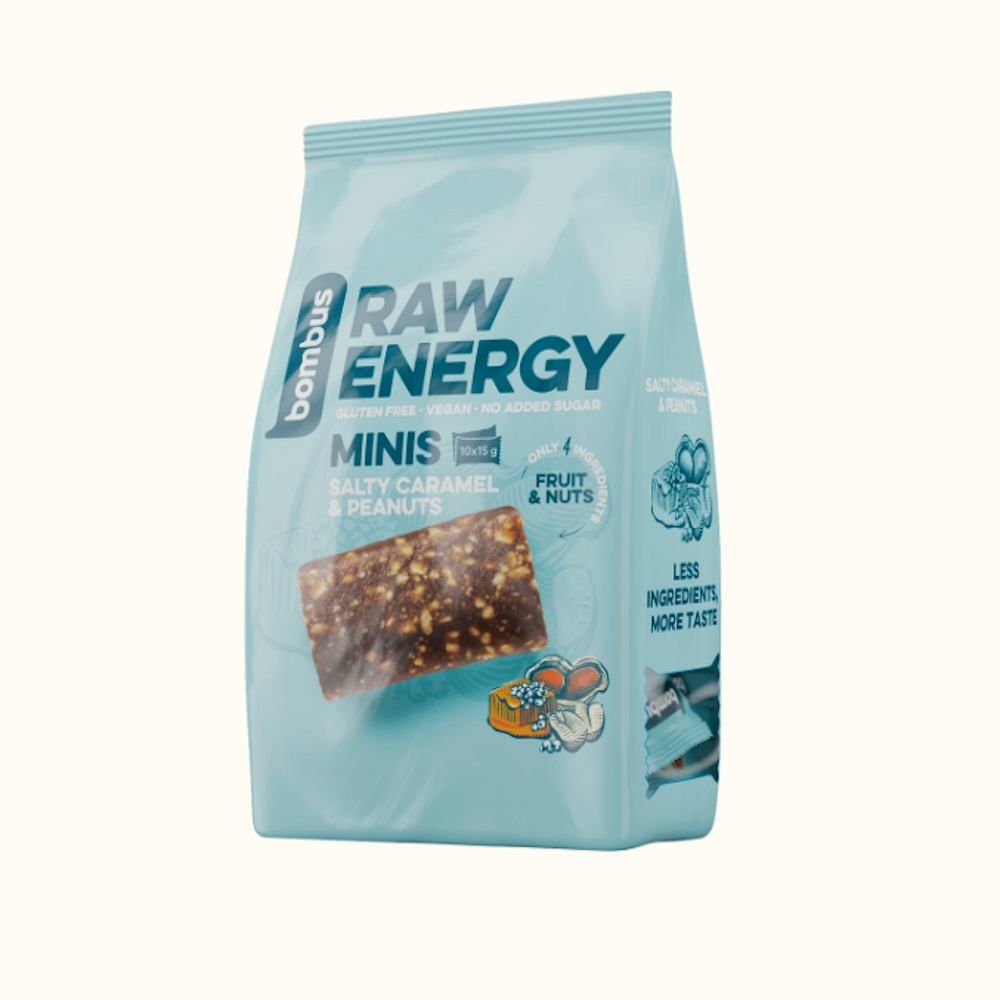 BOMBUS Raw energy minis salty caramel & peanuts 10 x 15 g