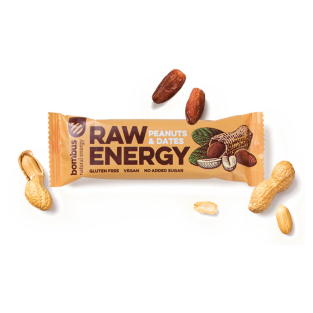E-shop BOMBUS Raw energetická tyčinka arašídy a datle 50 g