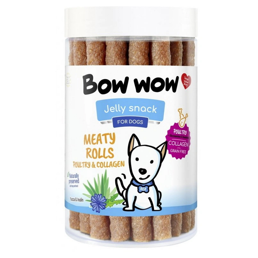 BOW WOW Jelly snack Masové tyčinky drůbeží a kolagen pro psy 17 ks