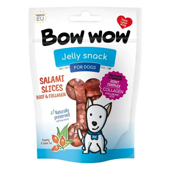 BOW WOW Jelly snack Salámová kolečka hovězí a kolagen pro psy 80 g (Sušené maso pro psy)