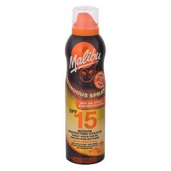 MALIBU Continuous Spray SPF15 Opalovací přípravek na tělo Dry Oil 175 ml