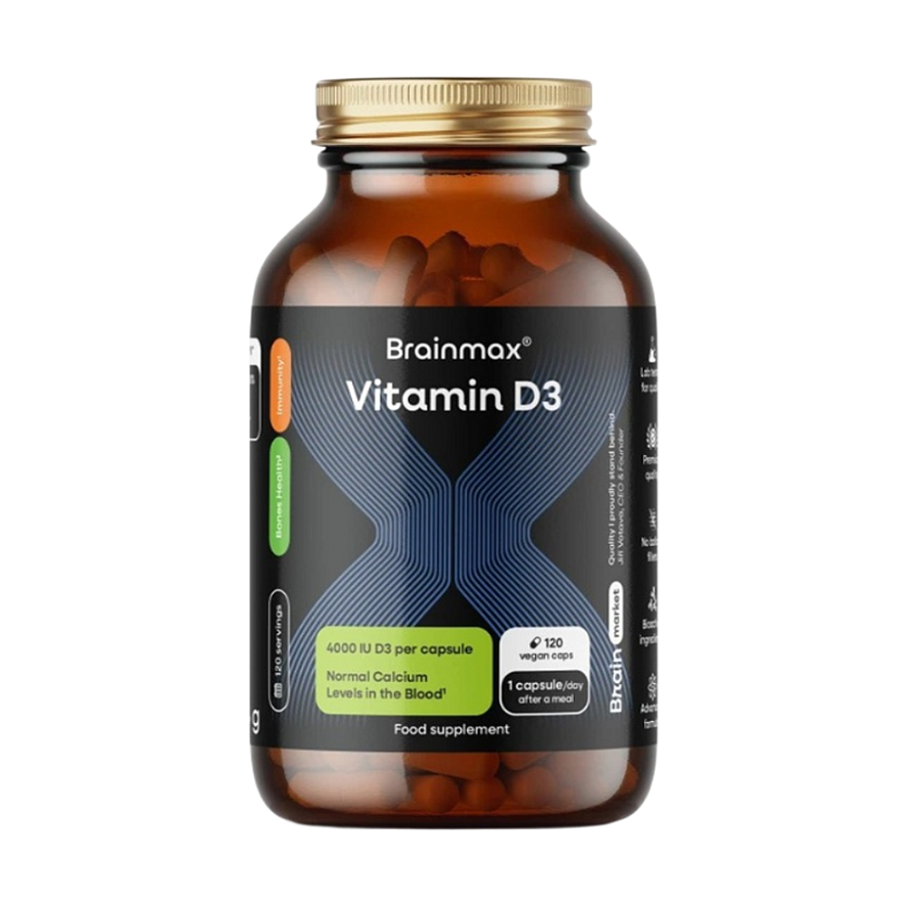 BRAINMAX Vitamin D3 4000 IU 120 rostlinných kapslí