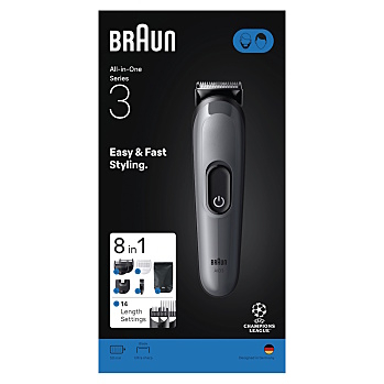BRAUN Series 3 AIO3540 8v1 sada pro péči o tělo (Elektrické holicí strojky) - Elektrické, Dobíjecí