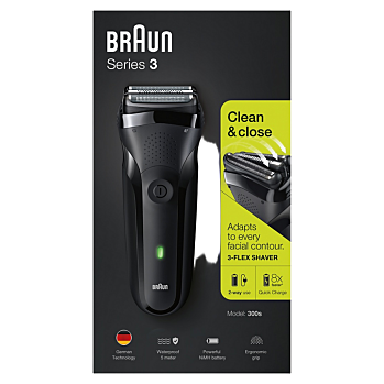 BRAUN Series 3 300 elektrický holicí strojek pro muže (Elektrické holicí strojky) - Elektrické, Dobíjecí, Protiskluzové