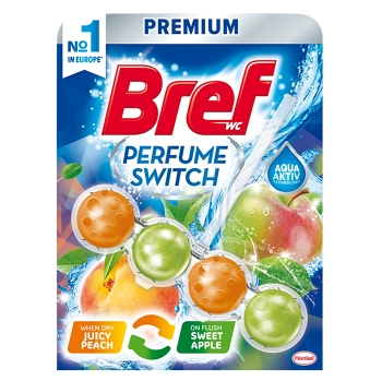BREF Perfume Switch Juicy Peach/Sweet Apple pevný WC blok 50 g