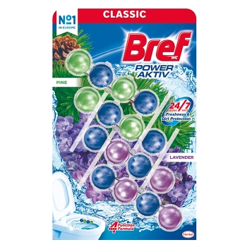 BREF Power Activ Tuhý WC blok Pine / Levander 4 x 50 g (WC bloky)