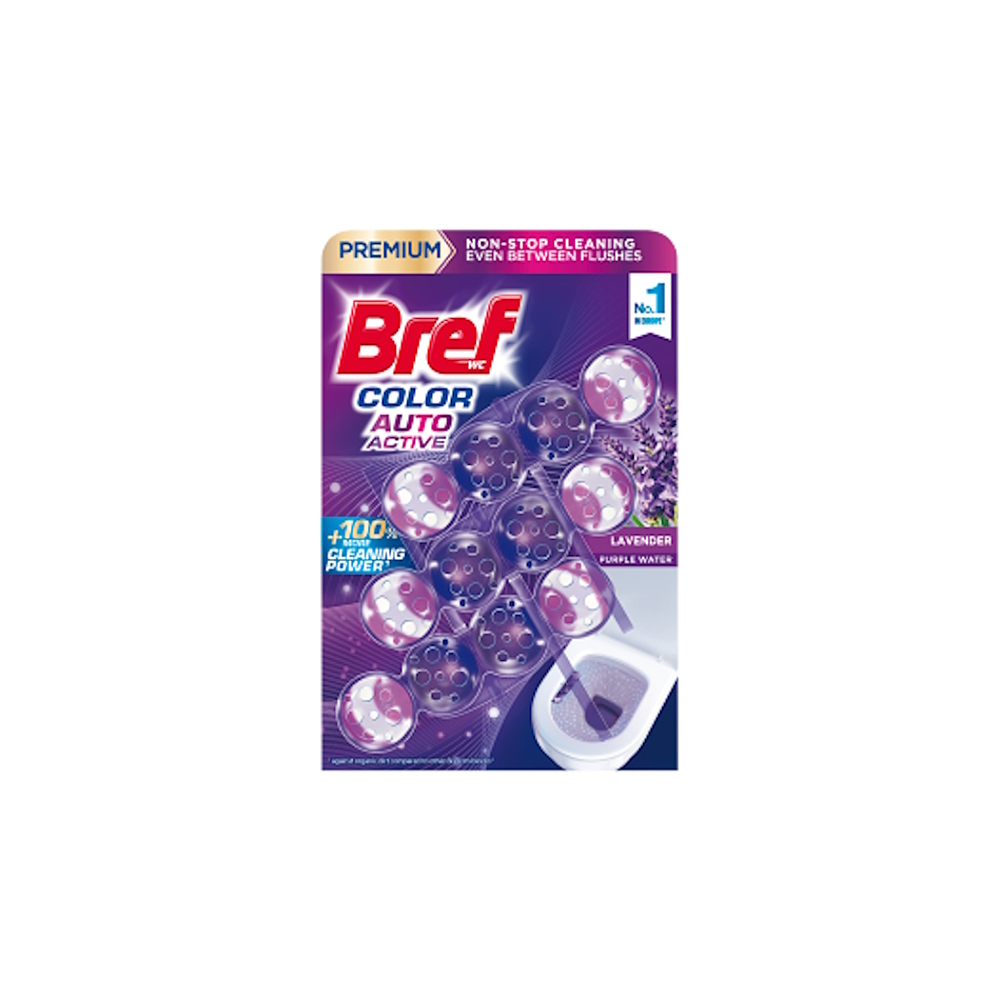 Bref Color Auto Active Lavender tuhý WC blok 3 x 50 g