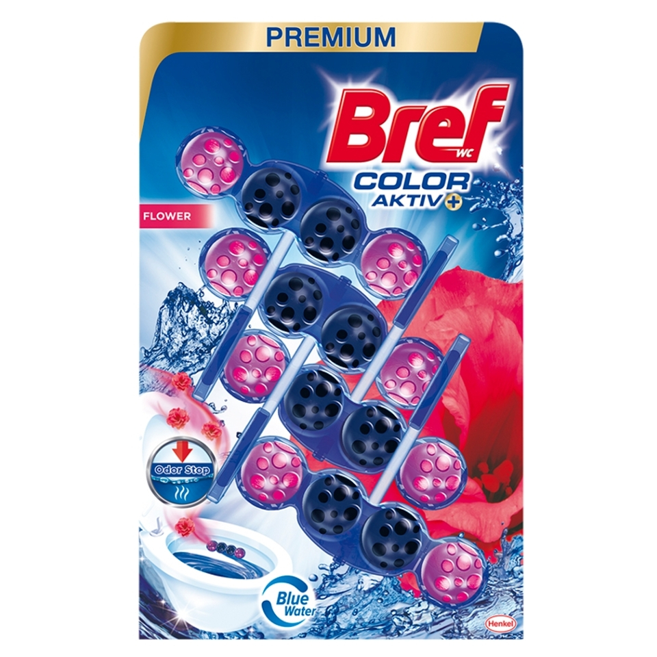 Levně BREF Color Activ Tuhý WC blok Flower 4 x 50 g
