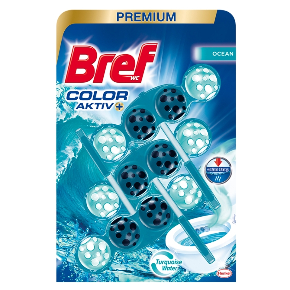 Levně BREF Color Aktiv Tuhý WC blok Ocean 3 x 50 g