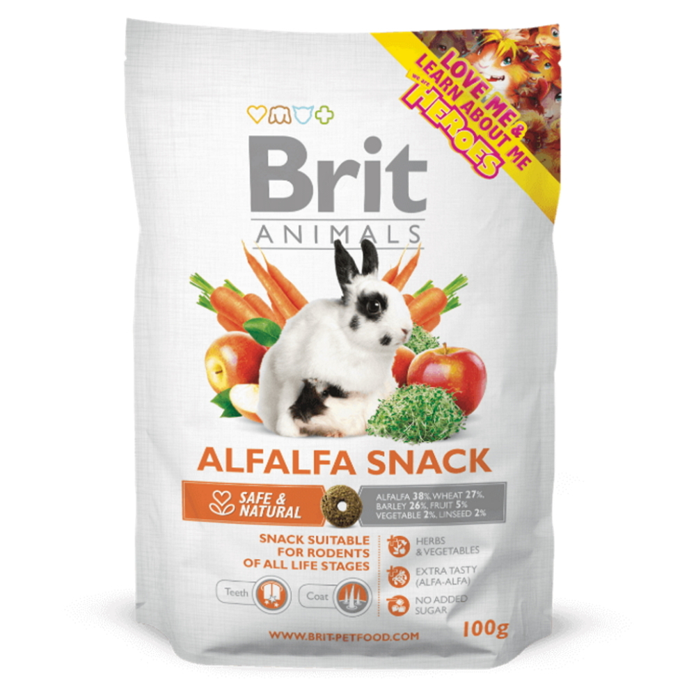 E-shop BRIT Animals alfalfa snack for rodents pamlsek pro králíky 100 g