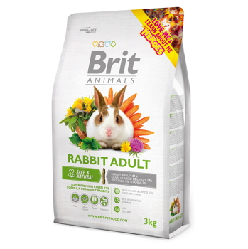 BRIT Animals rabbit adult complete krmivo pro králíky 3 kg, poškozený obal