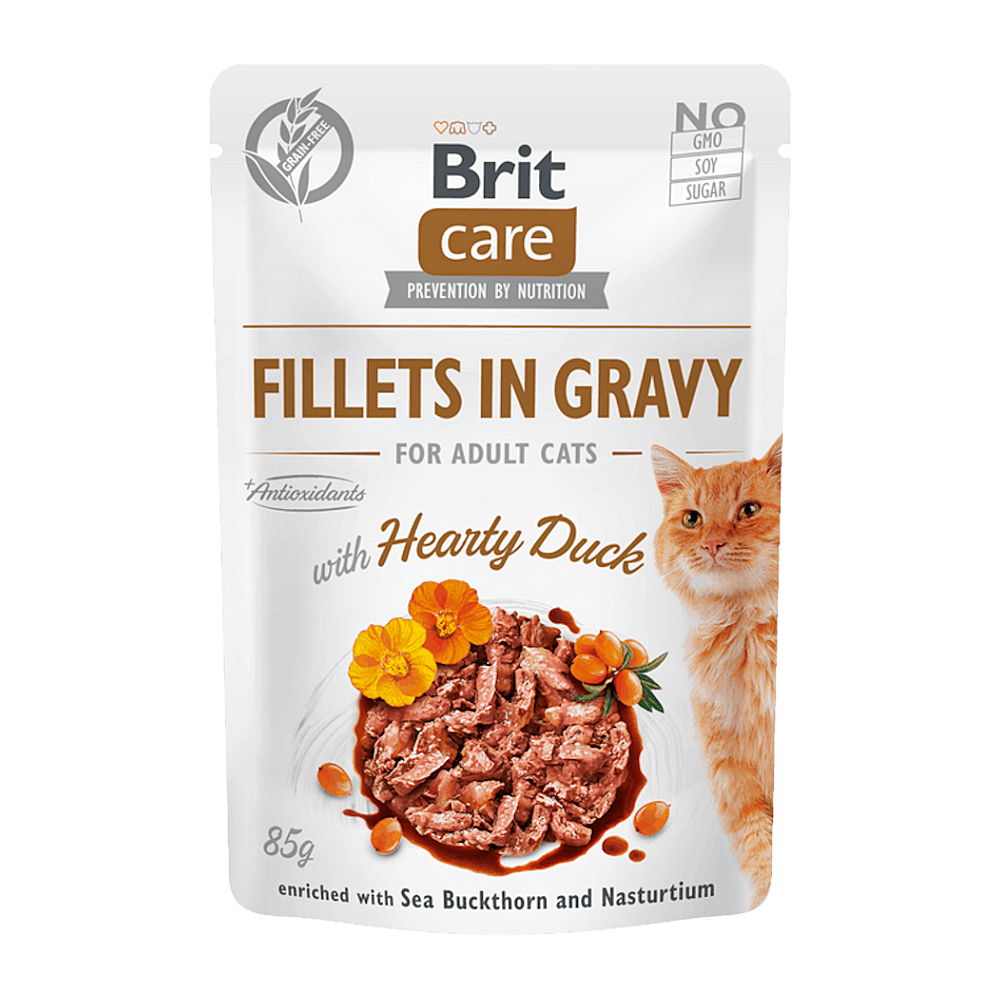 BRIT Care cat fillets in gravy hearty duck kapsička pro kočky 85 g
